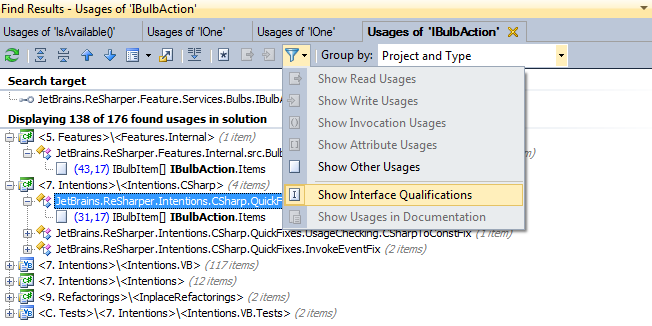Filter out search results to usages of an interface in explicit implementations