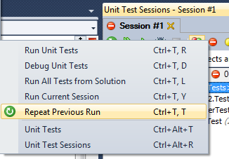 Repeat Previous Run: a new action in unit test runner