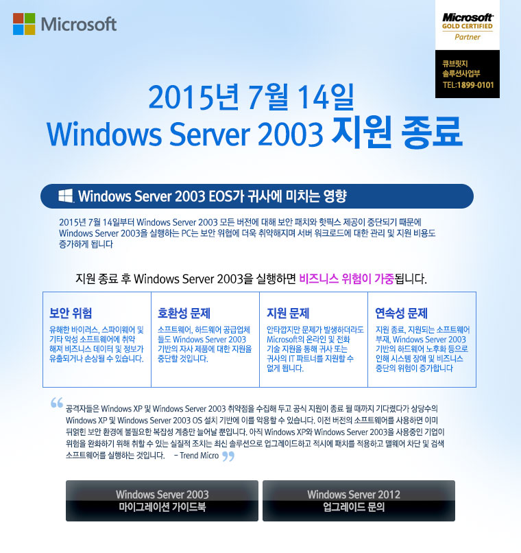 2015년 7월 14일 Windows Server 2003 지원 종료, Windows Server 2003 EOS가 귀사에 미치는 영향